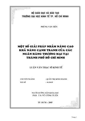 Luận văn một số giải pháp nhằm nâng cao khả năng cạnh tranh của các ngân hàng thương mại tại tp hcm
