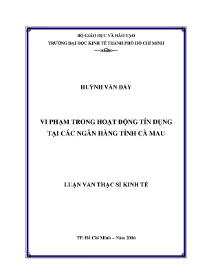 Luận văn vi phạm trong hoạt động tín dụng tại các ngân hàng tỉnh cà mau