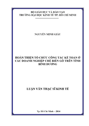 Luận văn hoàn thiện tổ chức công tác kế toán tại các doanh nghiệp chế biến gỗ trên tỉnh bình dương