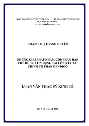 Luận văn thạc sĩ tài chính ngân hàng những giải pháp nhằm góp phần hạn chế rủi ro tín dụng tại công ty tài chính cổ phần handico