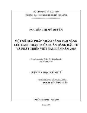 Luận văn một số giải pháp nhằm nâng cao năng lực cạnh tranh của ngân hàng đầu tư và phát triển việt nam đến năm 2015 luận văn thạc sĩ