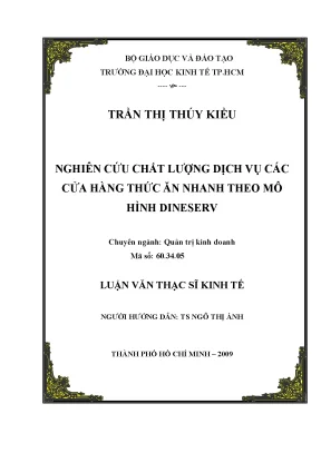 Luận văn nghiên cứu chất lượng dịch vụ các cửa hàng thức ăn nhanh theo mô hình dineserv