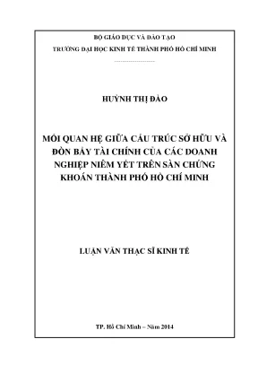 Luận văn mối quan hệ giữa cấu trúc sở hữu và đòn bẩy tài chính của các doanh nghiệp niêm yết trên sàn chứng khoán tphcm