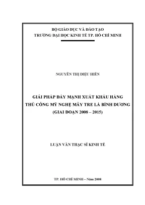 Luận văn giải pháp đẩy mạnh xuất khẩu hàng thủ công mỹ nghệ mây tre lá bình dương giai đoạn 2008 2015