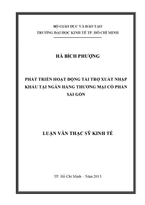 Luận văn phát triển hoạt động tài trợ xuất nhập khẩu tại ngân hàng tmcp sài gòn
