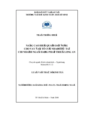 Luận văn nâng cao hiệu quả hoạt động cho vay đầu tư của nhà nước tại chi nhánh ngân hàng phát triển long an