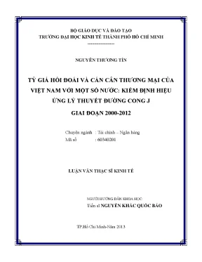 Luận văn tỷ giá hối đoái và cán cân thương mại của việt nam với một số nước kiểm định hiệu ứng lý thuyết đường cong j giai đoạn 2000 2012