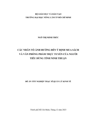 Luận văn thạc sĩ quản lý kinh tế các nhân tố ảnh hưởng đến ý định mua sách và văn phòng phẩm trực tuyến của người tiêu dùng tỉnh ninh thuận