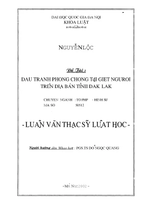 Đấu tranh phòng chống tội giết người trên địa bàn tỉnh daklak