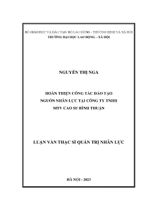 Hoàn thiện công tác đào tạo nguồn nhân lực tại công ty tnhh mtv cao su bình thuận
