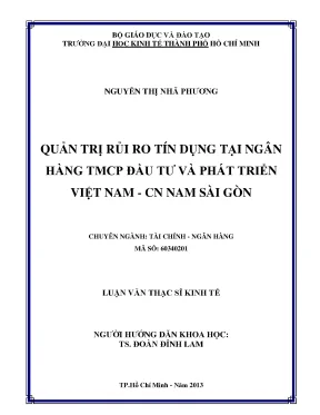 Luận văn quản trị rủi ro tín dụng tại ngân hàng thương mại cổ phần đầu tư và phát triển việt nam chi nhánh nam sài gòn