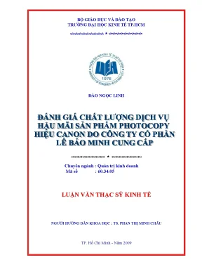 Luận văn đánh giá chất lượng dịch vụ hậu mãi sản phẩm photocopy hiệu canon do công ty cổ phần lê bảo minh cung cấp
