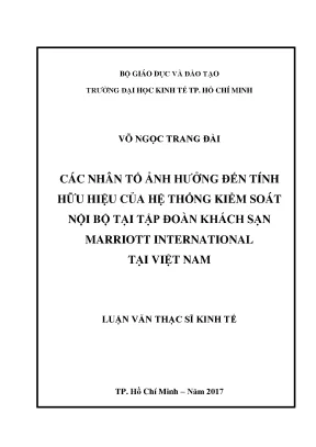 Luận văn các nhân tố ảnh hưởng đến tính hữu hiệu của hệ thống kiểm soát nội bộ tại tập đoàn khách sạn marriott international tại việt nam