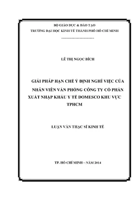 Luận văn giải pháp hạn chế ý định nghỉ việc của nhân viên văn phòng công ty cổ phần xnk y tế domesco khu vực tphcm