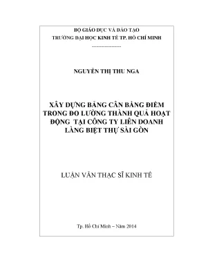 Luận văn xây dựng bảng cân bằng điểm trong đo lường thành quả hoạt động tại công ty liên doanh làng biệt thự sài gòn