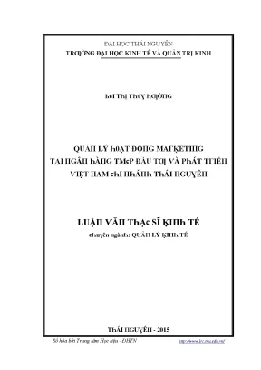 Quản lý hoạt động marketing tại ngân hàng tmcp đầu tư và phát triển việt nam chi nhánh thái nguyên
