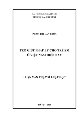 Luận văn thạc sĩ luật học trợ giúp pháp lý cho trẻ em ở việt nam hiện nay