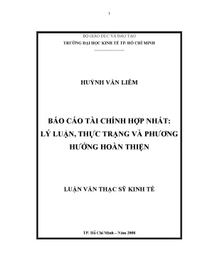 Luận văn báo cáo tài chính hợp nhất lý luận thực trạng và phương hướng hoàn thiện