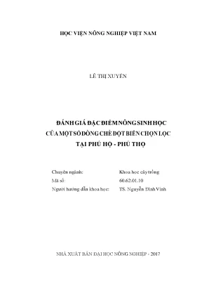 Đánh giá đặc điểm nông sinh học của một số dòng chè đột biến chọn lọc tại phú hộ phú thọ