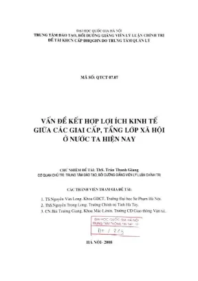 Vấn đề kết hợp lợi ích kinh tế giữa các giai cấp tầng lớp xã hội ở nước ta hiện nay