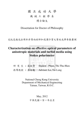 Luận án tiến sĩ characterization on effective optical parameters of anisotropic materials and turbid media using stokes polarimeter