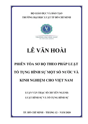 Phiên tòa sơ bộ theo pháp luật tố tụng hình sự một số nước và kinh nghiệm cho việt nam