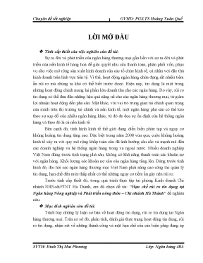 Hạn chế rủi ro tín dụng tại ngân hàng nông nghiệp và phát triển nông thôn chi nhánh hà thành