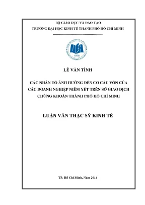 Luận văn các nhân tố ảnh hưởng đến cơ cấu vốn của các doanh nghiệp niêm yết trên sở giao dịch chứng khoán tp hcm