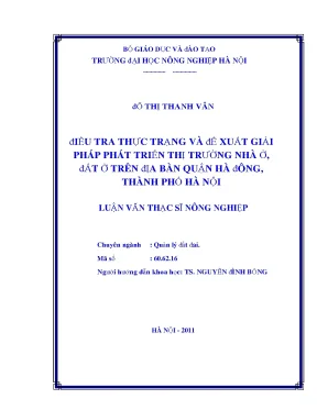 Điều tra thực trạng và đề xuất giải pháp phát triển thị trường nhà ở đất ở trên địa bàn quận hà đông thành phố hà nội