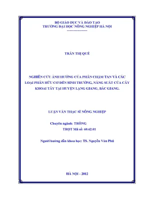 Nghiên cứu ảnh hưởng của phân chậm tan và các loại phân hữu cơ đến sinh trưởng năng suất của cây khoai tây tại huyện lạng giang bắc giang