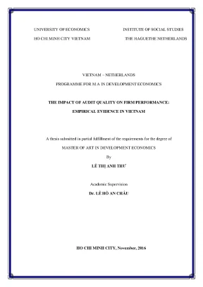 Luận văn the impact of audit quality on firm performance empirical evidence in vietnam
