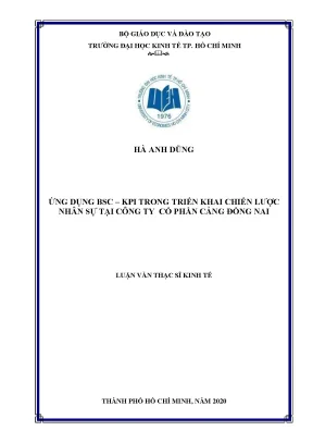 Luận văn ứng dụng bsc kpi trong thực hiện chiến lược nhân sự tại công ty cổ phần cảng đồng nai