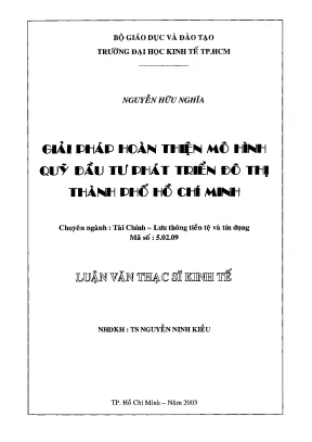 Luận văn giải pháp hoàn thiện mô hình quỹ đầu tư phát triển đô thị thành phố hồ chí minh