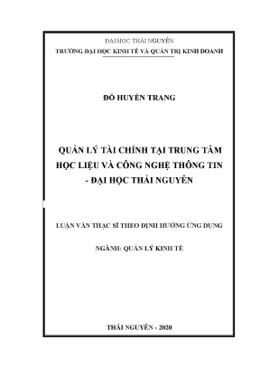 Quản lý tài chính tại trung tâm học liệu và công nghệ thông tin đại học thái nguyên