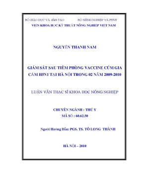Giám sát sau tiêm phòng vaccine cúm gia cầm h5n1 tại hà nội trong 02 năm 2009 2010