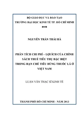 Luận văn phân tích chi phí lợi ích của chính sách thuế tiêu thụ đặc biệt trong hạn chế tiêu dùng thuốc lá ở việt nam