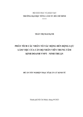 Luận văn thạc sĩ quản lý kinh tế phân tích các nhân tố tác động đến động lực làm việc của cán bộ nhân viên trung tâm kinh doanh vnpt ninh thuận