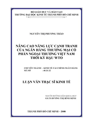 Luận văn nâng cao năng lực cạnh tranh của ngân hàng thương mại cổ phần ngoại thương việt nam thời kỳ hậu wto