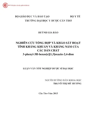0176 nghiên cứu tổng hợp và khảo sát hoạt tính kháng khuẩn và kháng nấm của các dẫn chất 3 phenyl 2h 13 benzoxazine 243h dion