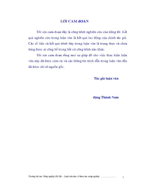 Nghiên cứu ảnh hưởng của thời vụ và lượng đạm bón đến sinh trưởng và năng suất giống lúa việt lai 75 vụ xuân trên đất gia lâm hà nội