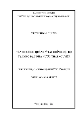 Tăng cường quản lý tài chính nội bộ tại kho bạc nhà nước thái nguyên
