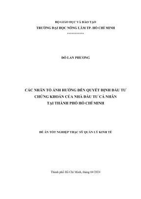 Luận văn thạc sĩ quản lý kinh tế các nhân tố ảnh hưởng đến quyết định đầu tư chứng khoán của nhà đầu tư cá nhân tại thành phố hồ chí minh