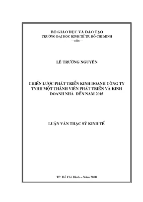Luận văn chiến lược phát triển kinh doanh công ty tnhh mộ thành viên và kinh doanh nhà đến năm 2015