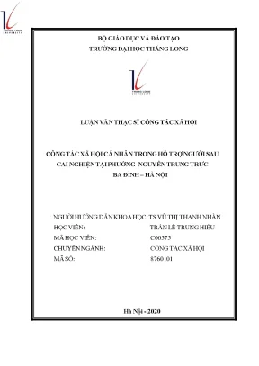 Công tác xã hội cá nhân trong hỗ trợ người sau cai nghiện tại phường nguyễn trung trực ba đình hà nội