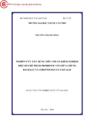 0103 nghiên cứu xây dựng tiêu chuẩn kiểm nghiệm một số chế phẩm probiotic có chứa chủng bacillus và streptococcus faecalis