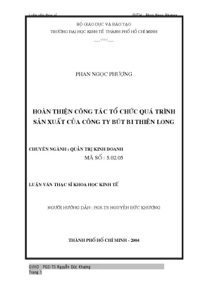 Luận văn hoàn thiện công tác tổ chức quá trình sản xuất của công ty bút bi thiên long
