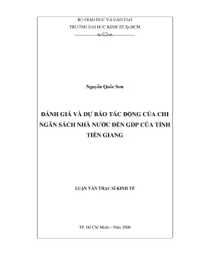 Luận văn đánh giá và dự báo tác động của chi ngân sách nhà nước đến gdp của tỉnh tiền giang