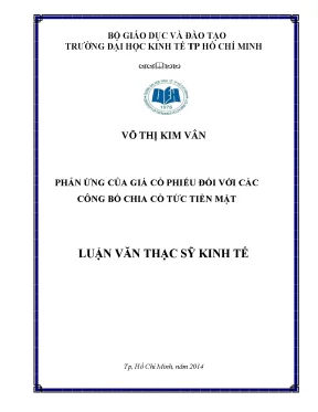 Luận văn phản ứng của giá cổ phiếu đối với các công bố chia cổ tức tiền mặt