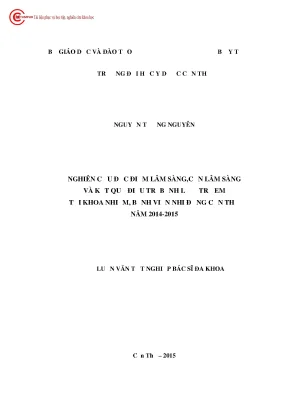1860 nghiên cứu đặc điểm lâm sàng cận lâm sàng và kết quả điều trị bệnh lỵ ở trẻ em tại khoa nhiễm bệnh viện nhi đồng cần thơ năm 2014 2015
