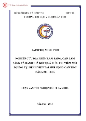 1978 nghiên cứu đặc điểm lâm sàng cận lâm sàng và đánh giá kết quả điều trị viêm mũi dị ứng tại bv tai mũi họng cần thơ năm 2014 2015